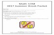 Summer Break Packet - Montgomery County Public School 2017-06-02آ  Summer Break Packet Math 7 or Investigations