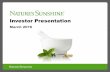 Investor Presentation - Nature's Sunshine Products · Investor Presentation March 2016. Safe Harbor Statement Certain information included or incorporated herein by reference in this
