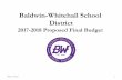 Baldwin-Whitehall School District · Baldwin-Whitehall School District 2017-18 Proposed Final Budget Recommendations May 3, 2017 14 • The Administration recommends that the Board