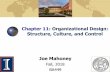 Chapter 11: Organizational Design: Structure, Culture, and ... · How to Organize for Competitive Advantage •Organizational design Structure Processes Procedures •Key components: