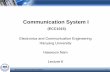 Communication System ECC1015 Communication System I Communication System I Electronics and Communication