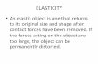 ELASTICITY...ELASTICITY •An elastic object is one that returns to its original size and shape after contact forces have been removed. If the forces acting on the object are too large,