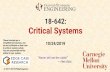 Critical Systemsece642/lectures/28_criticalsystems.pdfAnti-Patterns for Critical Systems: You haven’t characterized worst case failures You haven’t assigned SILs to system hazards