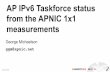 AP IPv6 Taskforce status from the APNIC 1x1 …...AP IPv6 Taskforce status from the APNIC 1x1 measurements George Michaelson ggm@apnic.net #apricot2016 2016 Summary • The topset