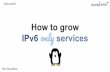 How to grow IPv6 only services · Venezuela, Croatia, Netherlands, ... Everyone can publish content on IPv6 (only) systems. Content providers: solved. CDNs support IPv6 Cloud providers