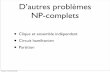 D’autres problèmes NP-completsdi.ulb.ac.be/ssd/jfr/Clique-Ind-Partition.pdf · NPC sens faible-sens fort ... contient une clique à K sommets ? Pour résoudre ce problème, il