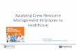 Applying Crew Resource Management Principles to Healthcare · Applying Crew Resource Management Principles to Healthcare Diane Bradley HTMS, Regional Chief Clinical Officer ... team