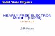 NEARLY FREE ELECTRON MODEL (Contd) - TTUcmyles/Phys4309-5304/Lectures/Nearly Free Electron Lecture.pdfNEARLY FREE ELECTRON MODEL (Contd) Lecture 19 A.H. Harker Physics and Astronomy