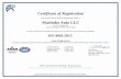Certificate of Registration Marimba Auto LLCMarimba Auto LLC 41150 Van Born Rd Canton, Michigan, 48188, United States has been assessed by NSF-ISR and found to be in conformance to