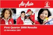 First Quarter 2008 Results - AirAsia · Growth through Aggressive Pricing : AirAsia’s Strategy. Low fares + High load factor = + Low cost. Strong Profitable Growth. 9. 174 158 Quarter