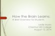 How the Brain Learns · How the Brain Learns: A Brief Overview for Students Leslie Myers Chestnut Hill College August 13, 2014