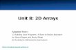 Unit 8: 2D Arrays · 2D Arrays We have only worked with one-dimensional arrays so far, which have a single row of elements. But in the real world, data is often represented in a two-dimensional
