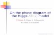 On the phase diagram of the Higgs SU(2) model...Summary the model (notations) features of the model previous results in literature new results conclusions On the phase diagram of the