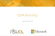 GDPR Workshop · 2018-02-16 · Agenda GDPR, the story Michael Wignall, National Technology Officer - Microsoft How to prepare and implement Alun Rogers, Director and Co-owner –risual