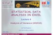 STATISTICAL DATA ANALYSIS IN EXCEL - SABLab.netedu.sablab.net/sdae2013/handouts/SDAE2013_L4-ANOVA.pdf · Statistical data analysis in Excel. 4. ANOVA 15 INTRODUCTION TO ANOVA Example