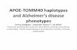 APOE-TOMMO40 Haplotypes And Alzheimer's Disease Phenotypes · APOE-TOMM40 haplotypes and Alzheimer’s disease phenotypes Dmitry Goldgaber 11, Alexander Vostrov* , Lon White2 1Psichiatry
