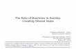 The Role of Business in Society: Creating Shared Value Files/20140311- Temple... · The ideas drawn from “Creating Shared Value” (Harvard Business Review, Jan 2011) and “Competing