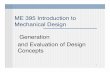 ME 395 Introduction to Mechanical Design Generation and ...courses.washington.edu/mengr395/Autumn2010/notes... · Concept Rating (Pugh) Process steps: 1. Choose evaluation criteria