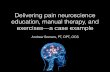Delivering pain neuroscience education, manual therapy ... · dermatomes, myotomes, reﬂexes, all other AROM: • AROM: ext inc P1 in back, no centralize • Slump + in foot, SLR