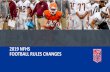 2019 NFHS FOOTBALL RULES CHANGES - ArbiterSports...2019 nfhs football editorial changes Table 3-1, 3-5-10, Further clarified periods, intermission and the game clock. 3-4-6 Added “game