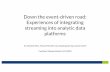 Down the event-driven road: Experiences of integrating streaming … · 2019-03-13 · Experiences of integrating streaming into analytic data platforms Dr. Dominik Benz, ... Kafka