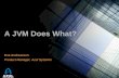 A JVM Does What? · What is a Java Virtual Machine (JVM)? • A JVM described in a simple sentence A software module that provides the same execution environment to all Java applications,