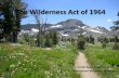 The Wilderness Act of 1964 - fs.fed.us · Teddy Roosevelt . The Wilderness Act of 1964 After much debate and compromise…after 66 drafts, 18 public hearings…8 years, Congress in