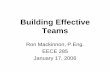 Building Effective Teams - University of British Columbiacourses.ece.ubc.ca/285/Team Building.pdf · 2006-01-17 · Characteristics of effective teams Effective teams have interdependent