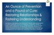 An Ounce of Prevention and a Pound of Cure: Restoring ... · An Ounce of Prevention and a Pound of Cure: Restoring Relationships & Fostering Understanding THE PURPOSE OF THIS SESSION