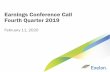 Earnings Conference Call Fourth Quarter 2019 Documents/Q4-2019... · 2 Q4 2019 Earnings Release Slides Cautionary Statements Regarding Forward-Looking Information This presentation