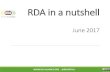 RDA in a nutshell · 2017-06-13 · RDA/WDS Publishing Data Workflows: enhance the possibilities for greater discoverability and a more efficient and reliable reuse of research data