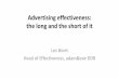 Advertising effectiveness: the long and the short of it · Advertising effectiveness: the long and the short of it Les Binet Head of Effectiveness, adam&eve DDB ... hard business