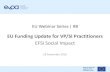 EU Funding Update for VP/SI Practitioners...The Investment Plan for Europe EFSI: a bold new approach to public spending Leveraging private investment for increased efficiency Catalytic