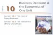 Business Decisions & the Economics of APTER One …...2017/08/20  · The Economics of One Unit of Sale To calculate the economics of one unit of sale, subtract the variable expenses