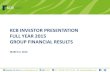 KCB INVESTOR PRESENTATION FULL YEAR 2015 GROUP FINANCIAL … · KCB INVESTOR PRESENTATION FULL YEAR 2015 GROUP FINANCIAL RESULTS MARCH 2, 2016. Operating economic environment 2015