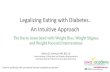 Legalizing Eating with Diabetes. An Intuitive Approach Eating...–Indiv w/diabetes have increased difficulty losing weight •Starvation occurs even in a larger body –Body will