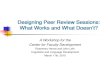 Designing Peer Review Sessions: What Works and What Doesn’t? · Designing Peer Review Sessions: What Works and What Doesn’t? A Workshop for the Center for Faculty Development.