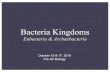 Bacteria Kingdoms - BIOLOGY · Bacteria Kingdoms Eubacteria & Archaebacteria October 15 & 17, 2019 Pre-AP Biology. ... Now they are classified into two kingdoms called Eubacteriaand