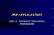 DSP APPLICATIONS · DSP APPLICATIONS UNIT -5 DISCRETE TIME SIGNAL ... PROCESSING . A Digital Signal Processing System Analog Signal in Analog Signal out Antialiasing Filter Sample