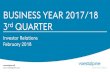 BUSINESS YEAR 2017/18 rd QUARTER - Voestalpine · 2018-08-01 · voestalpine AG voestalpine GROUP BUSINESS DEVELOPMENT Q1-Q3 BY 2017/18 – SUMMARY 4 February, 2018 . Investor Relations