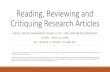 Reading, Reviewing and Critiquing Research Articles · Reading, Reviewing and Critiquing Research Articles PORTAL PATIENT ENGAGMENT COUNCIL (PEC – PRE -CONFERENCE WORKSHOP HCRSN