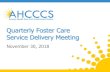 Quarterly Foster Care Service Delivery Meeting...Quarterly Foster Care Service Delivery Meeting November 30, 2018 Today’s Agenda •Welcome and Introductions •DCS Update •RBHA