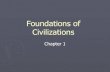 Foundations of Civilizations - MISS PRESSLEY'S WEBSITE · Foundations of Civilizations Chapter 1. Understanding Our Past Prehistory Before written records Artifacts: objects made