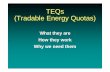 TEQs (Tradable Energy Quotas) · (So renewables require almost no TEQs units) (No need for exhaust pipe measurements or carbon labelling) Tradable Energy Quotas MARKET Organisations