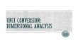 UNIT CONVERSION: DIMENSIONAL ANALYSISCONVERSION FACTORS §Conversion factor: a ratio from the equality between two different units that can be converted from one unit to the other