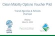 Transit Agencies & Schools Overview - Clean Mobility Options€¦ · Eligibility Overview Mobility Projects and Needs Assessments o Applicant: Public entity, qualified nonprofit,