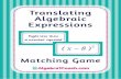 Algebra1Coach.com - Home Page › wp-content › uploads › 2018 › ... · models and algebraic expressions. How to play: Print and cut out cards. Students work to match the algebraic