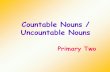 Countable Nouns / Uncountable Nouns...Countable nouns • Countable nouns are things that we can count. •We can put an ‘s’ on a countable noun. a pear 2 pears an apple 3 apples