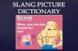 SLANG PICTURE DICTIONARY - Weebly · 2018-09-10 · Slang is the use of informal, nonstandard words and phrases in new or unusual ways. Slang exists in all languages and has probably