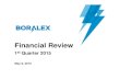 BLX Q1 2015 - Webcast Investors VF · 4 Highlights Q1 2015 Financial results In Q1 2015, production, revenues, adjusted EBITDA and adjusted cash flows from operations are up by 27%,